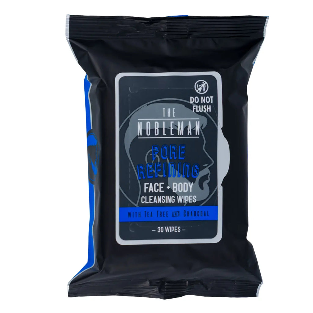 The Nobleman Pore Refining Face and Body Cleansing Wipes, 30 Count, Tea Tree and Charcoal — imagen principal del producto