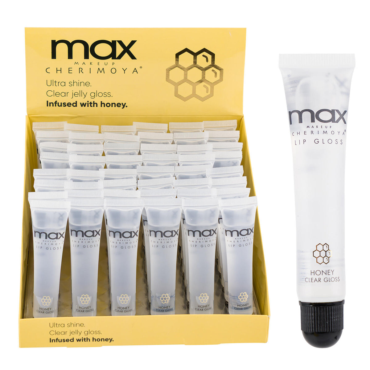 Max Makeup Cherimoya Lip Gloss - 0.5oz Per Bottle - Ultra Shine - Clear Jelly Gloss - Infused With Honey — imagen principal del producto