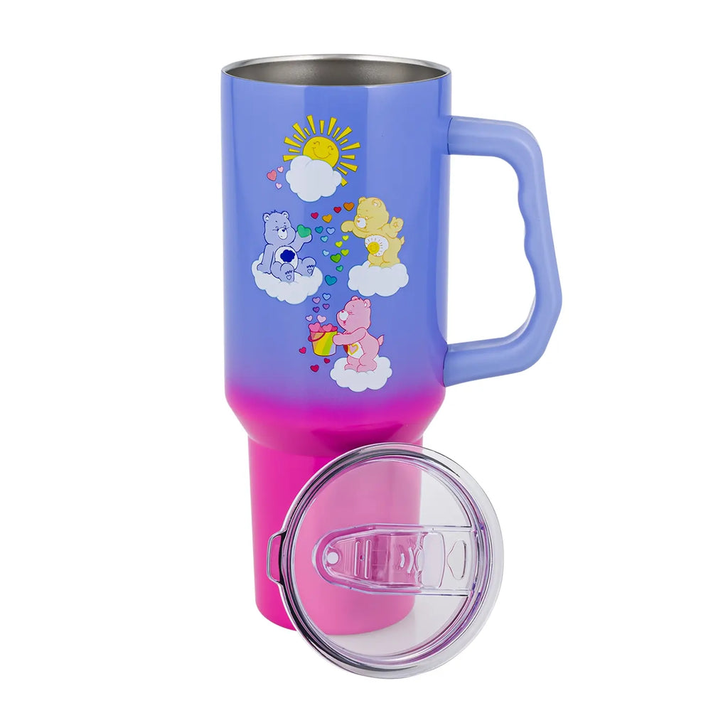Tumbler Care Bears de acero inoxidable con asa, 40 oz