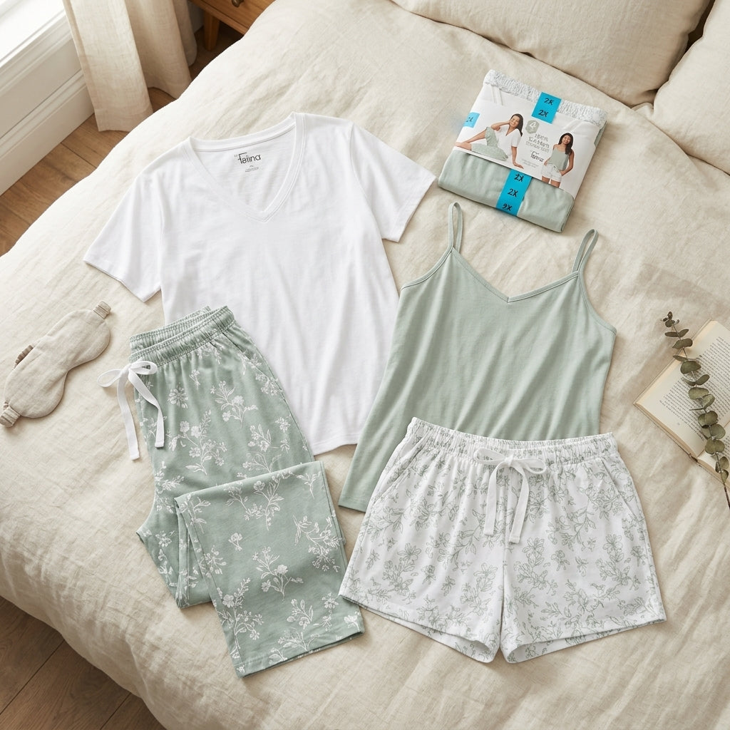 Felina 100% Cotton 4-Piece Pajama Set – Size 2XL