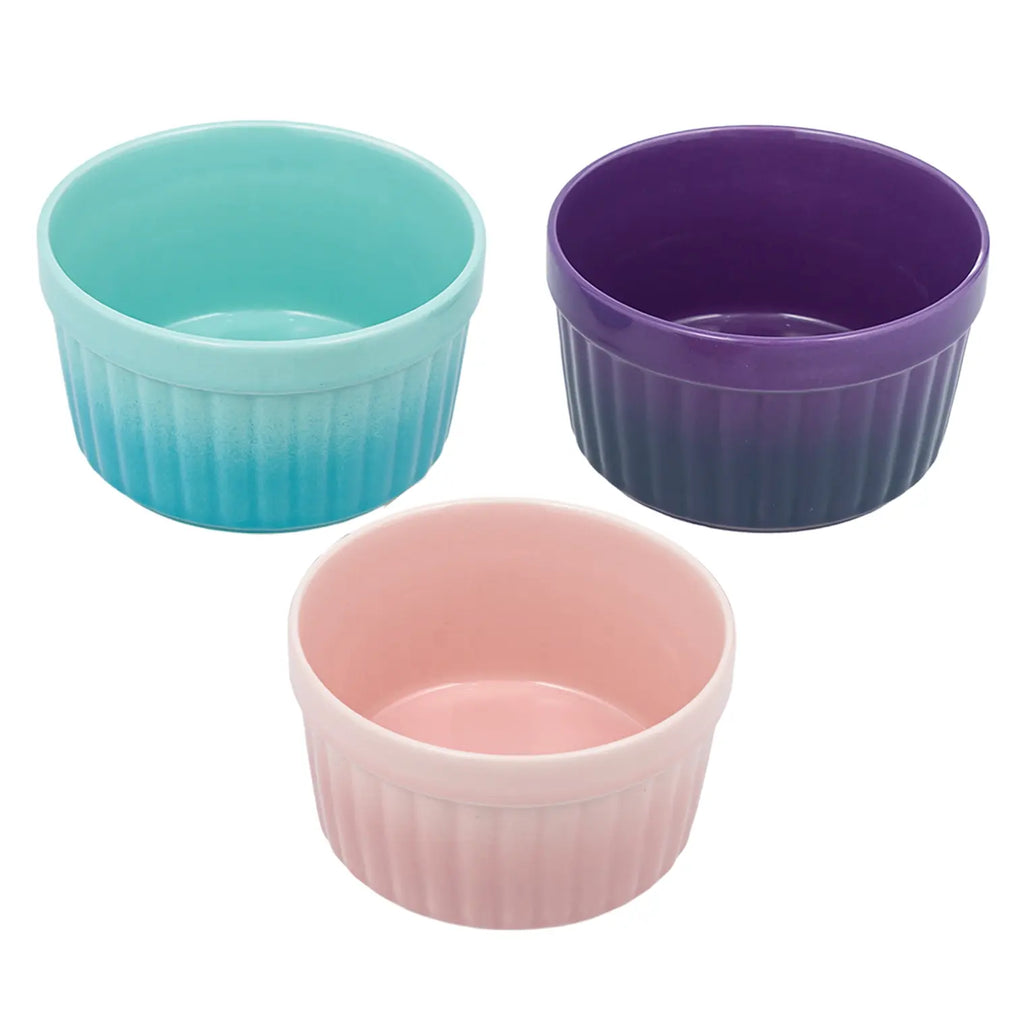 Ramekin Crockpot de gres de 12 oz, detalle del set de 6 piezas en colores surtidos