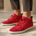Sun + Stone Men’s Fin Puffer Ankle Boots – Bright Red — imagen principal del producto