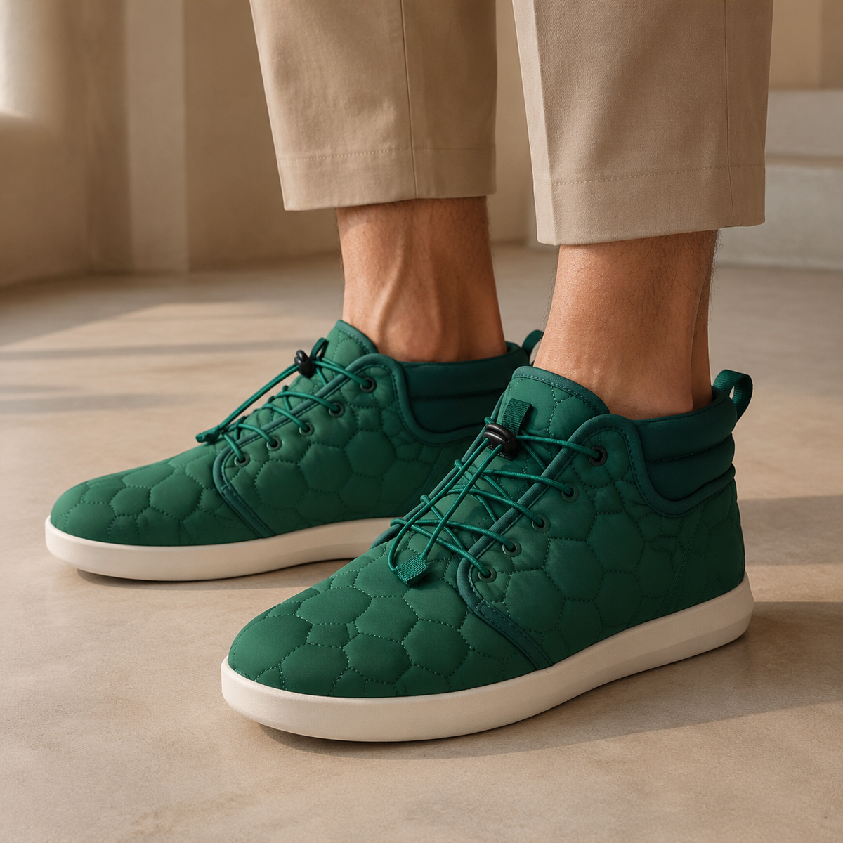 Sun + Stone Men’s Fin Teal Puffer Ankle Boots — imagen principal del producto