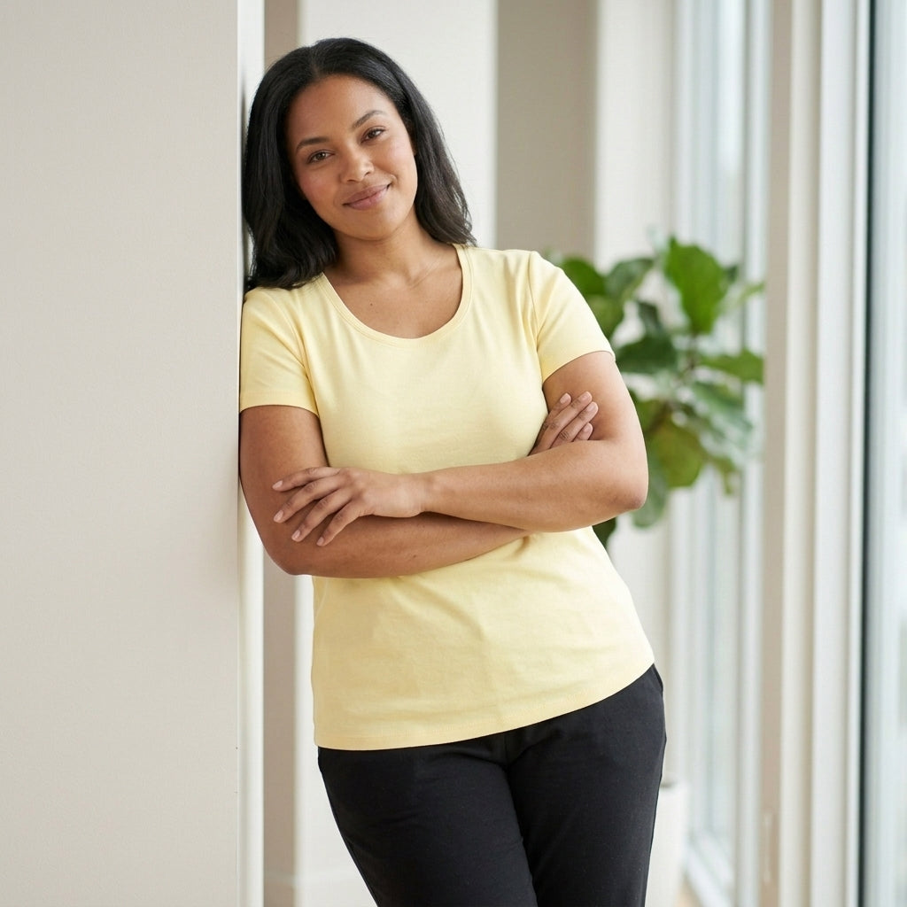 Kirkland Signature Women's Pima Cotton Tee – Light Yellow | XXL