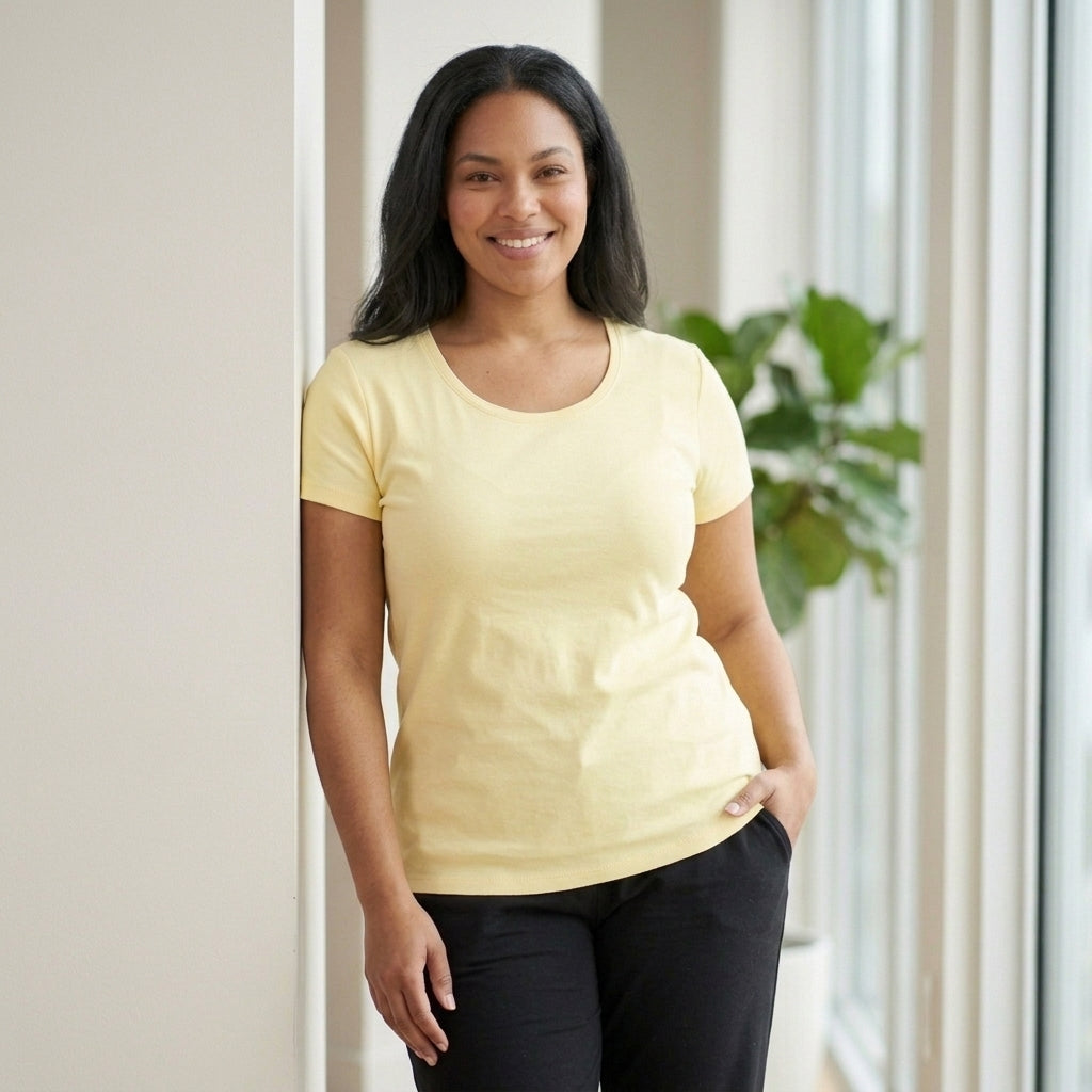 Kirkland Signature Women's Pima Cotton Tee – Light Yellow | XXL