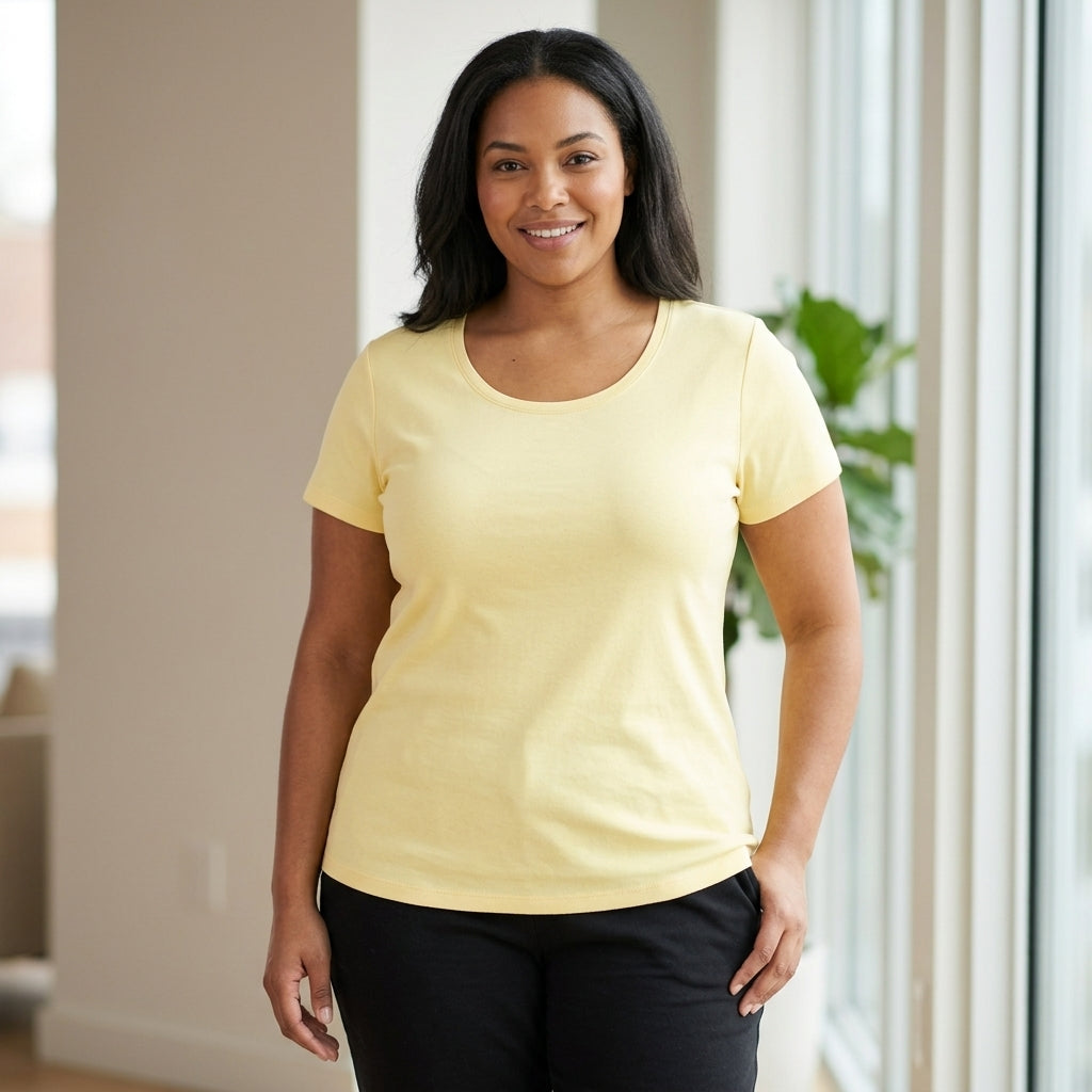 Kirkland Signature Women's Pima Cotton Tee – Light Yellow | XXL