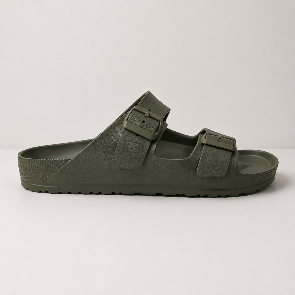 Sun + Stone Men’s Double-Buckle Sandals – Green. — vista 2 del producto