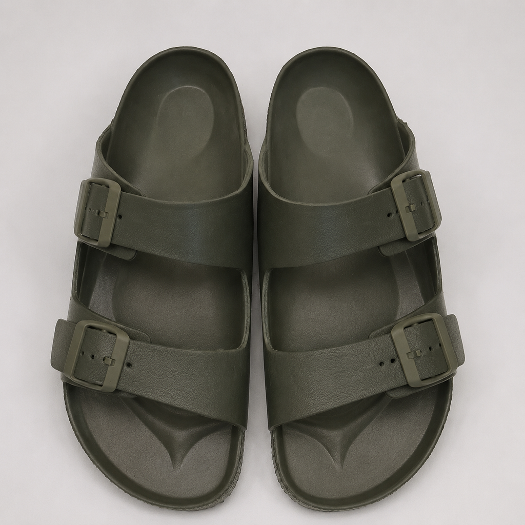 Sun + Stone Men’s Double-Buckle Sandals – Green. — vista 3 del producto