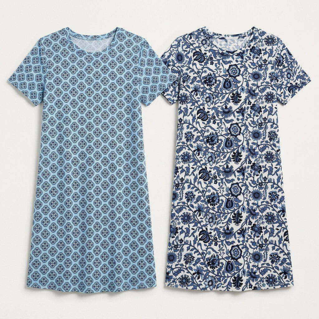 Vera Bradley 2-Pack Blue Floral Cotton Sleep & Loungewear – Size S