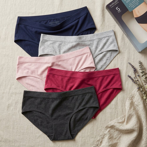 Carole Hochman 5-pack hipster underwear in assorted navy, gray, pink, red and black colors, size XXL